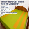 Fresh Green with Orange Woven Border Cotton Double Bedsheet