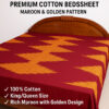 Maroon & Golden Ikat-Inspired Design Cotton Double Bedsheet